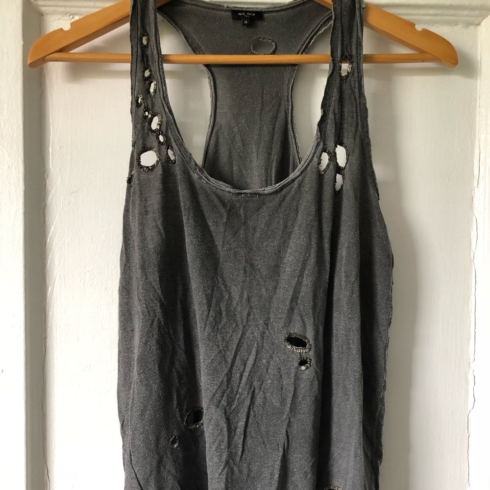 Worn hole-y racerback cotton tank